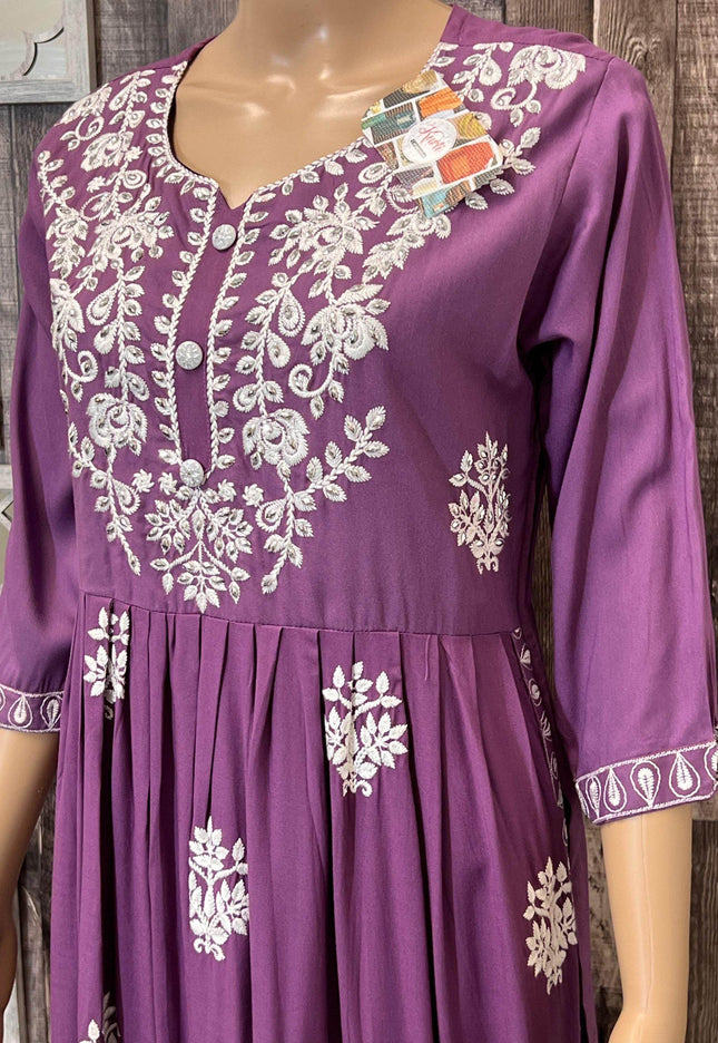 Violet : Chikankari kurti - Kurti Connection USA