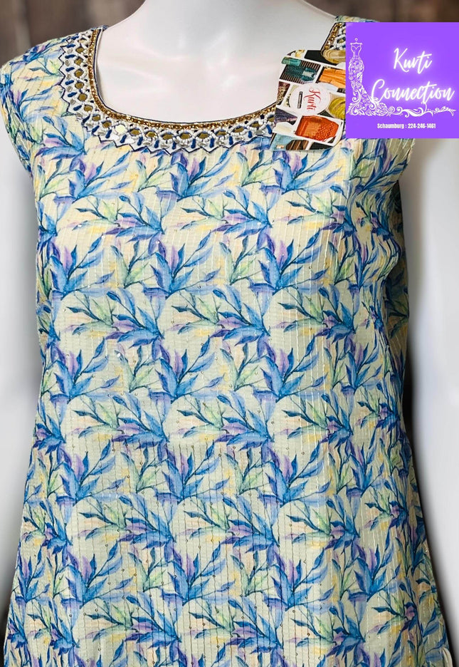 Georgette kurti, light sequin work, Indian kurti - Kurti Connection USA