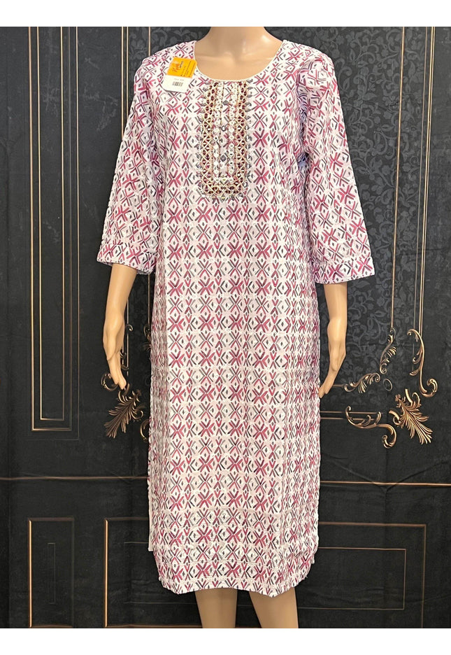 Cotton chikankari kurti - Kurti Connection USA