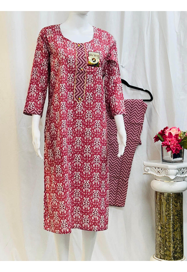 Cotton kurti pant set - Kurti Connection USA