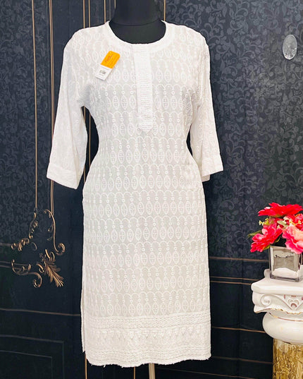 Rayon Chikankari kurti - Kurti Connection USA