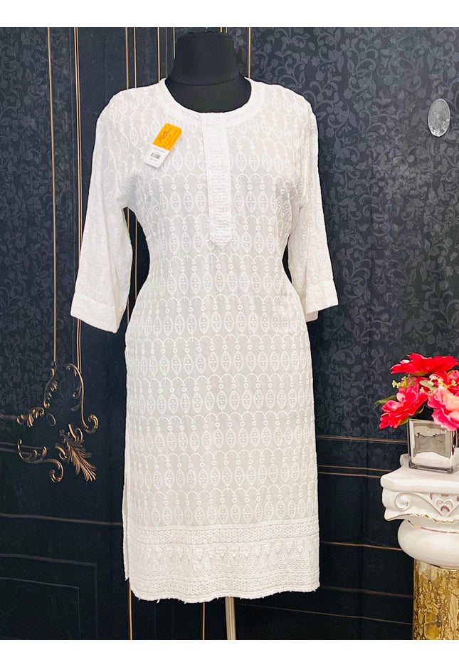 Rayon Chikankari kurti - Kurti Connection USA