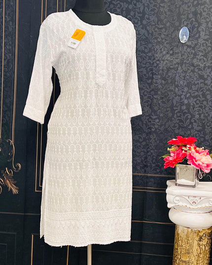 Rayon Chikankari kurti - Kurti Connection USA