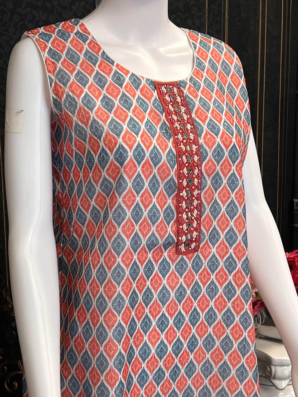 Chiffon kurti with sequin work - Kurti Connection USA