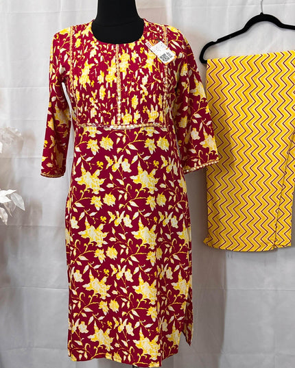 Pure cotton kurti pant set - Kurti Connection USA