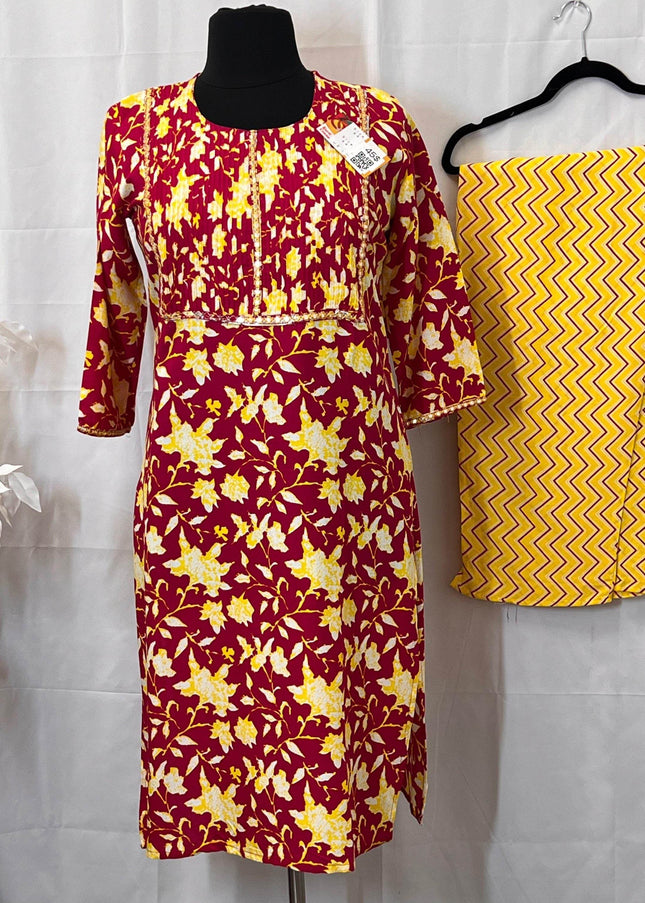 Pure cotton kurti pant set - Kurti Connection USA