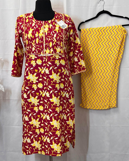 Pure cotton kurti pant set - Kurti Connection USA