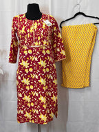 Pure cotton kurti pant set - Kurti Connection USA