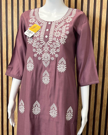 Modal silk Chikankari kurti - Kurti Connection USA
