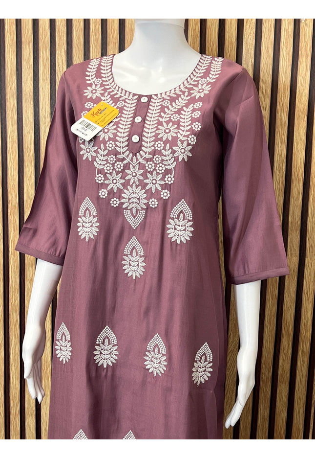 Modal silk Chikankari kurti - Kurti Connection USA