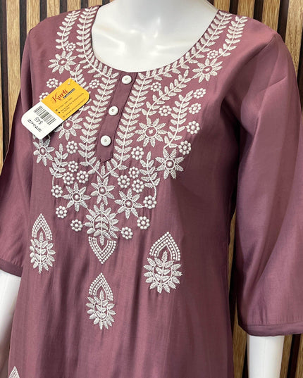 Modal silk Chikankari kurti - Kurti Connection USA