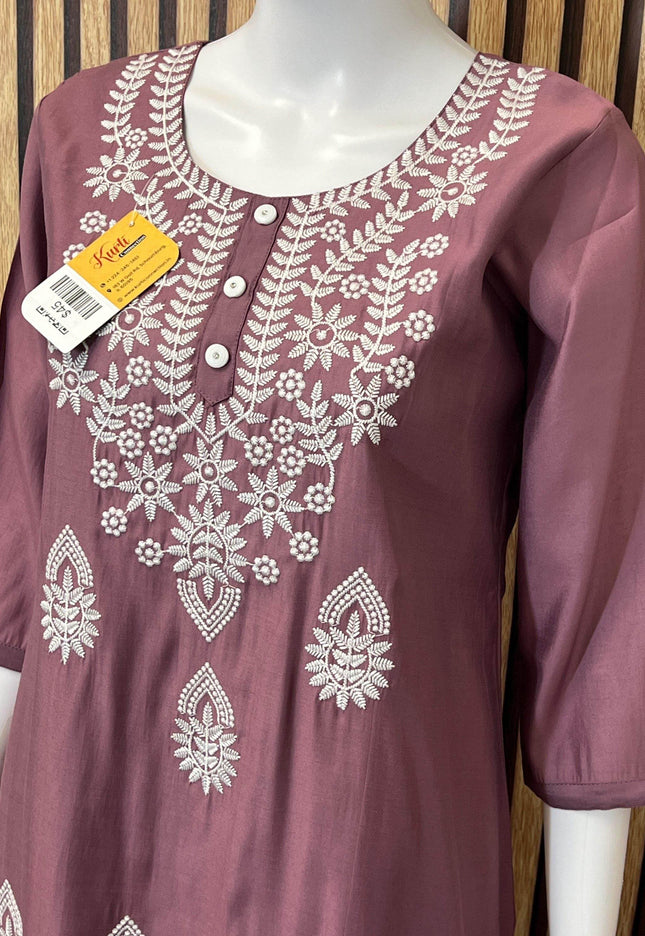 Modal silk Chikankari kurti - Kurti Connection USA