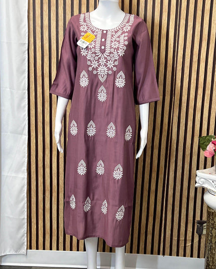 Modal silk Chikankari kurti - Kurti Connection USA