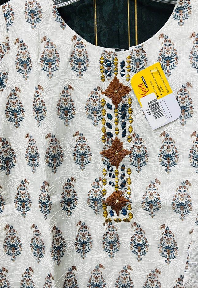 Kota cotton kurti | chikankari work | Block print kurti - Kurti Connection USA
