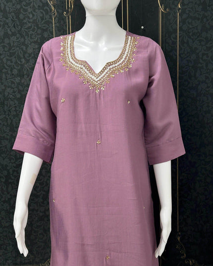 Silk kurti with pearl work - Kurti Connection USA