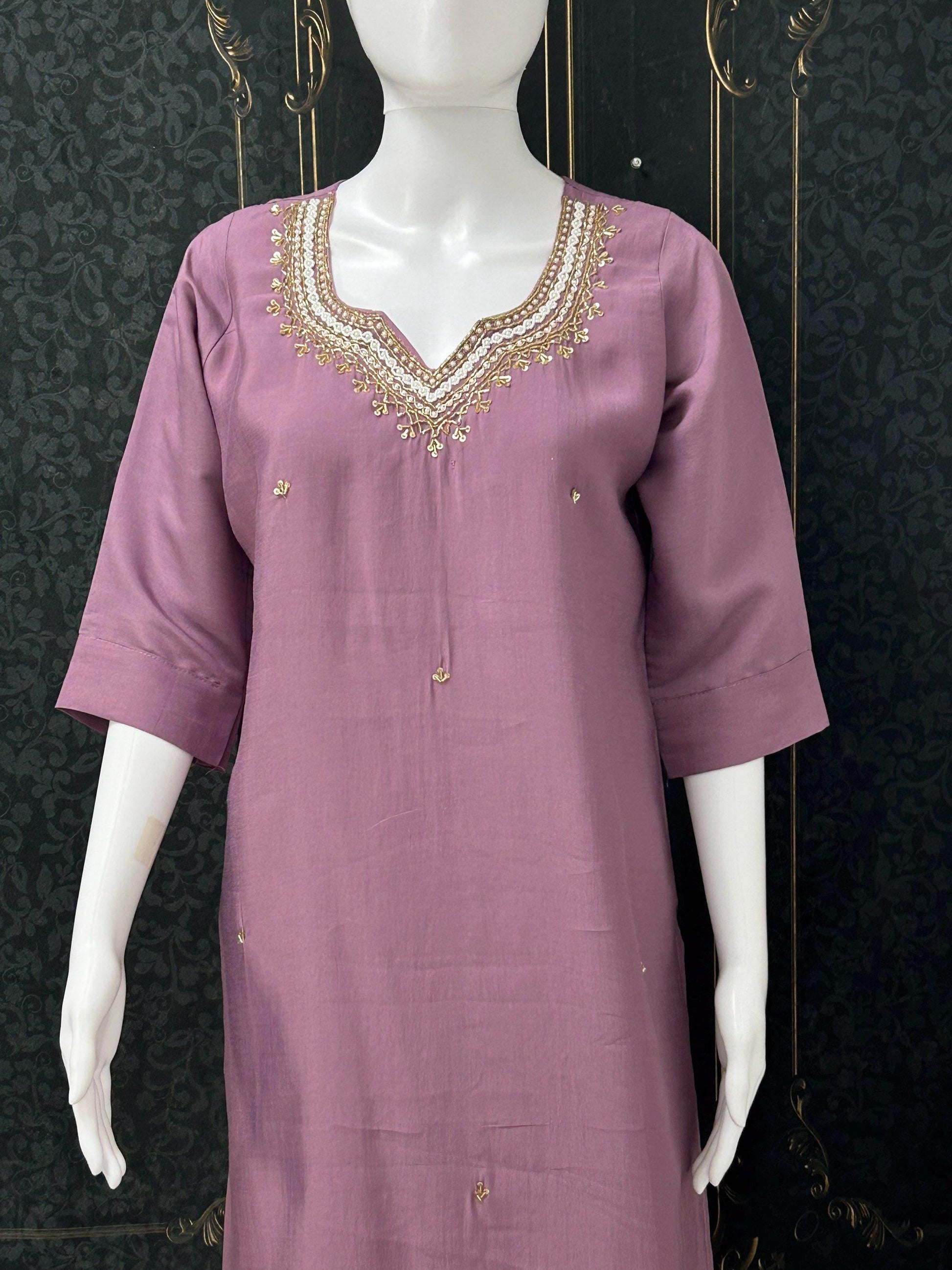 Silk kurti with pearl work - Kurti Connection USA