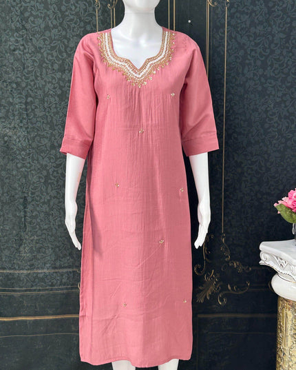 Silk kurti with pearl work - Kurti Connection USA