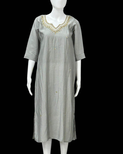 Silk kurti with pearl work - Kurti Connection USA