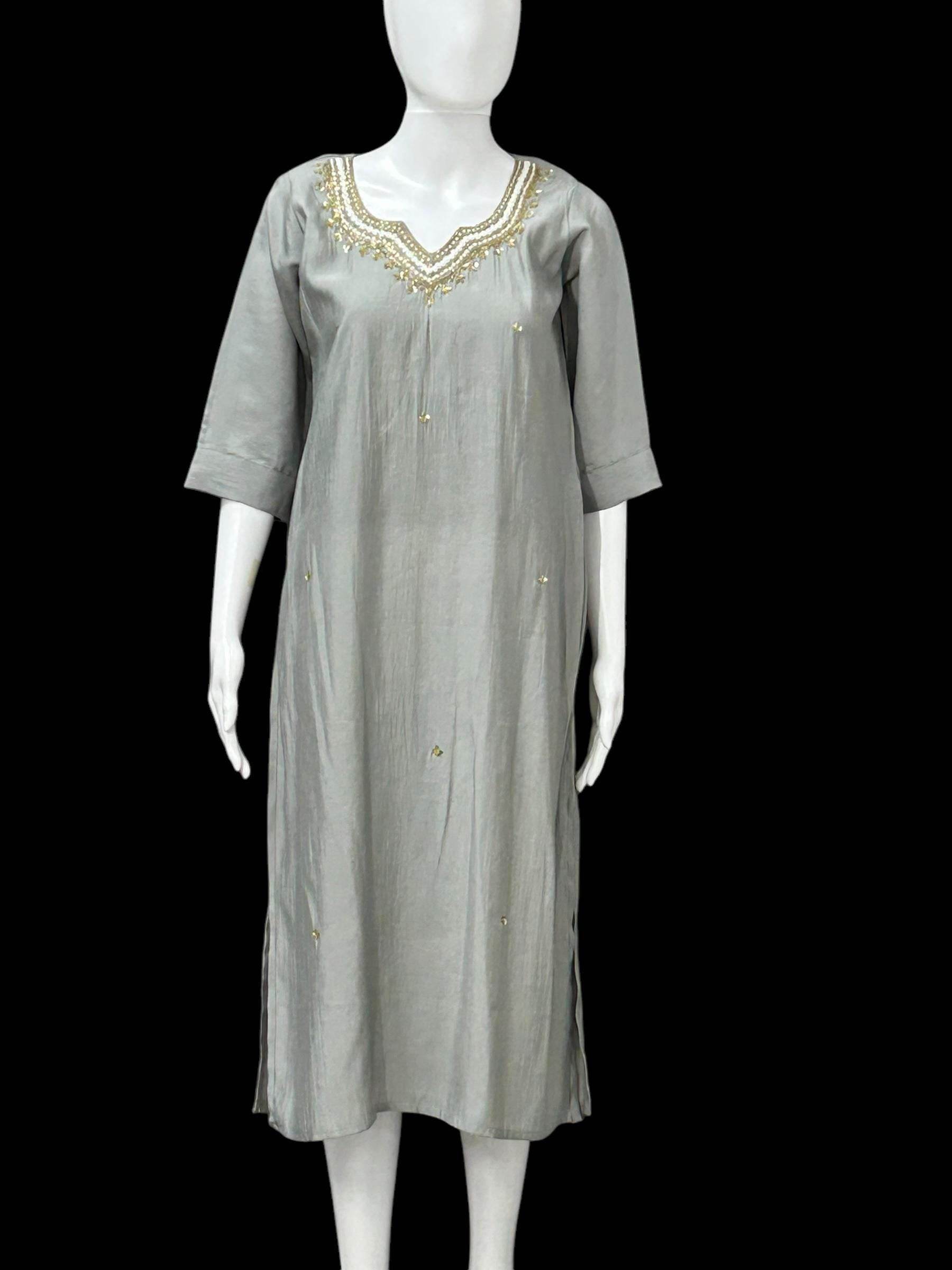 Silk kurti with pearl work - Kurti Connection USA