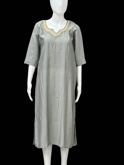 Silk kurti with pearl work - Kurti Connection USA