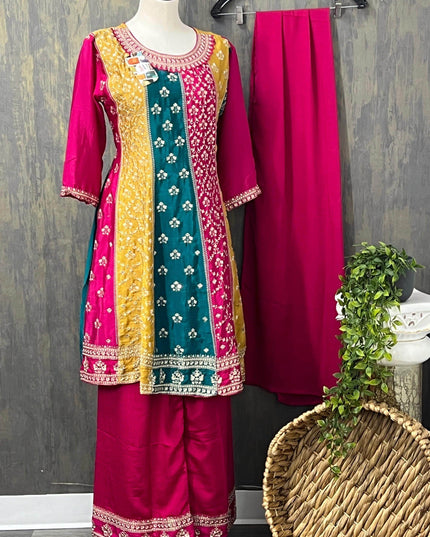 Multi color kurti Plazzo set - Kurti Connection USA