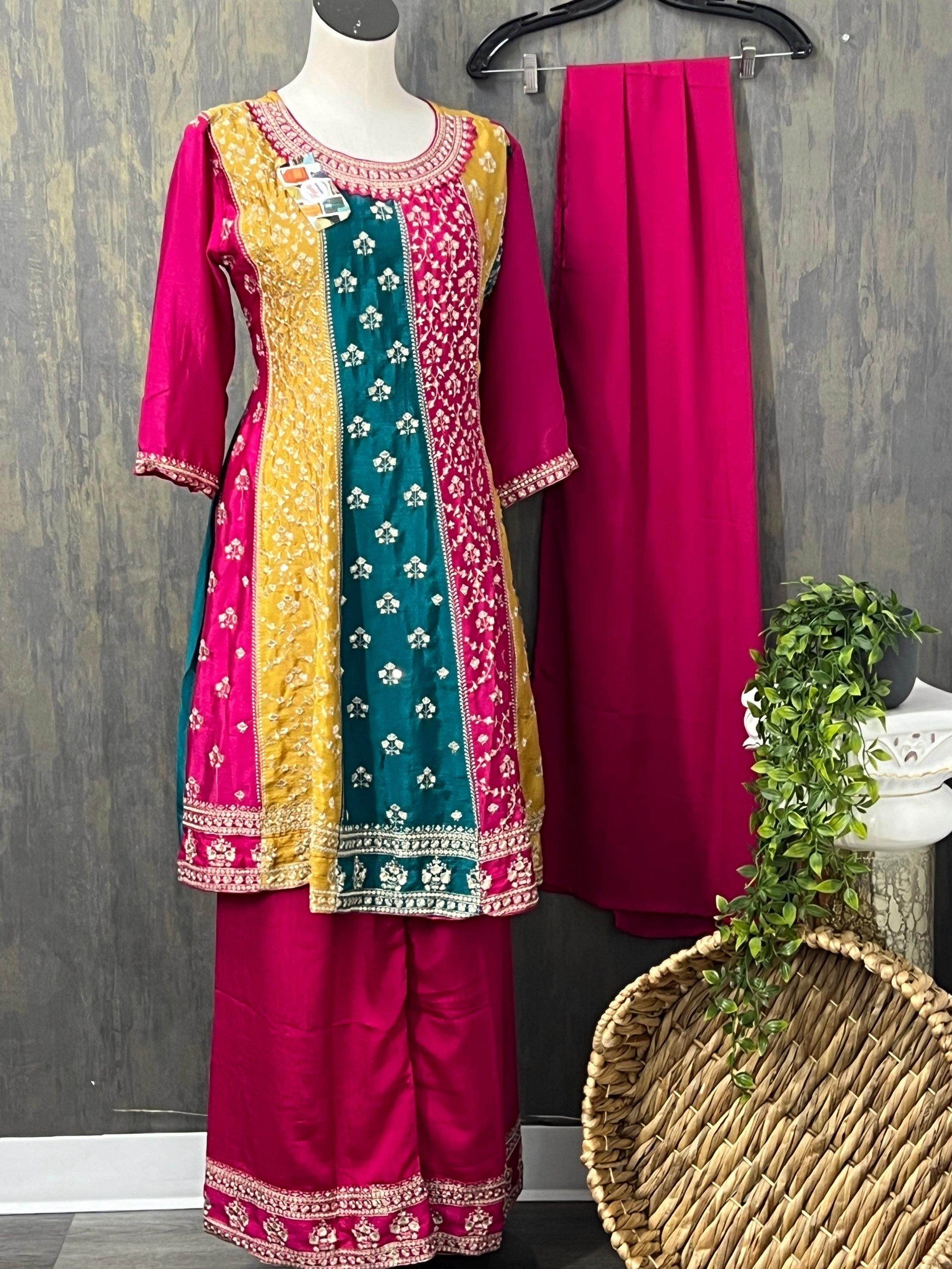 Multi color kurti Plazzo set - Kurti Connection USA