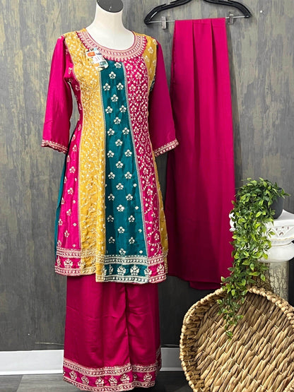 Multi color kurti Plazzo set - Kurti Connection USA