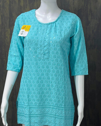 Chikankari short kurti - Kurti Connection USA
