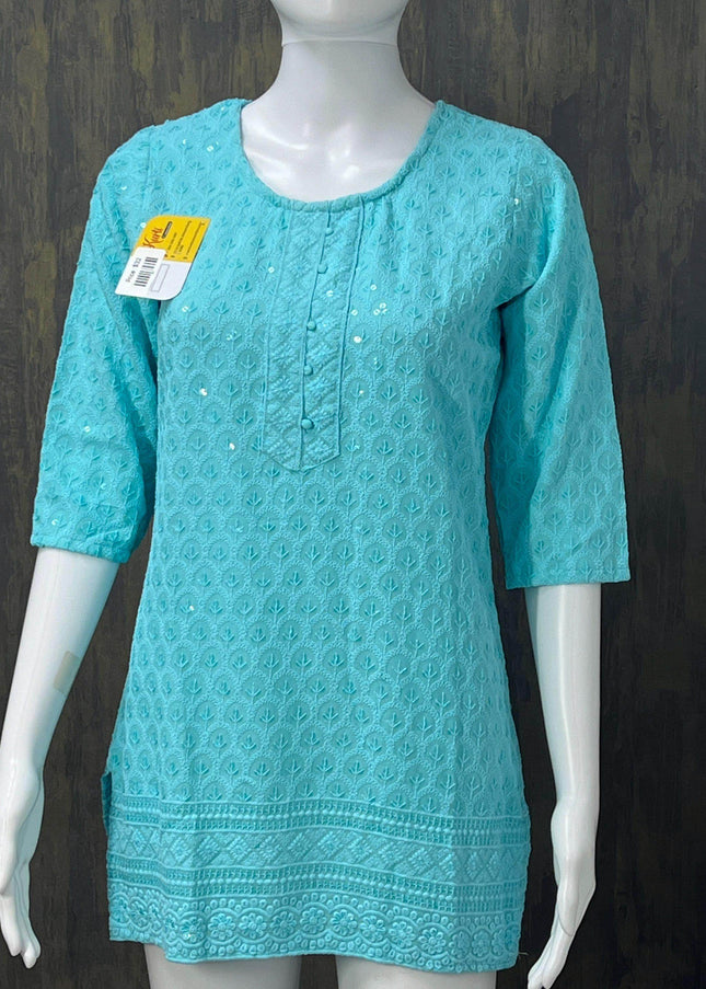 Chikankari short kurti - Kurti Connection USA