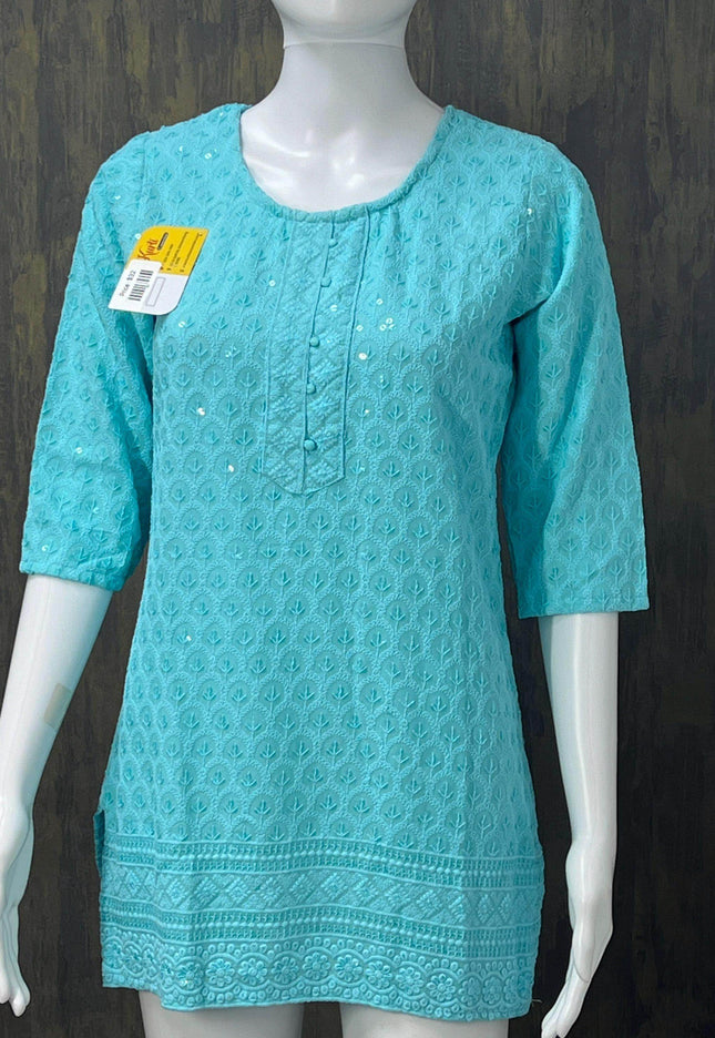 Chikankari short kurti - Kurti Connection USA
