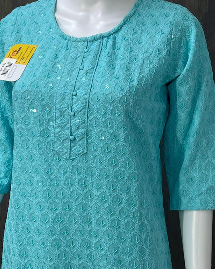 Chikankari short kurti - Kurti Connection USA