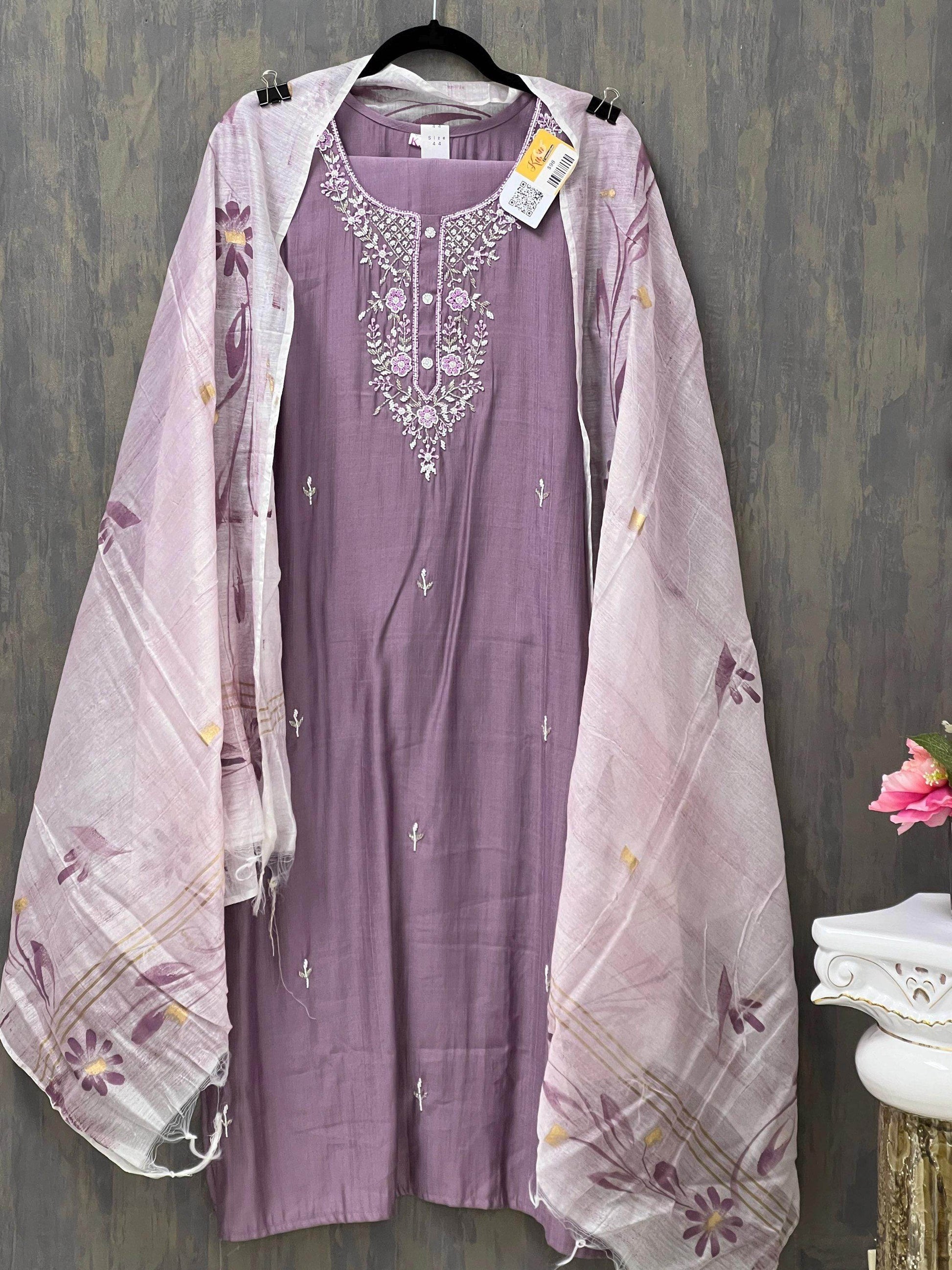 Linen silk kurti set - Kurti Connection USA