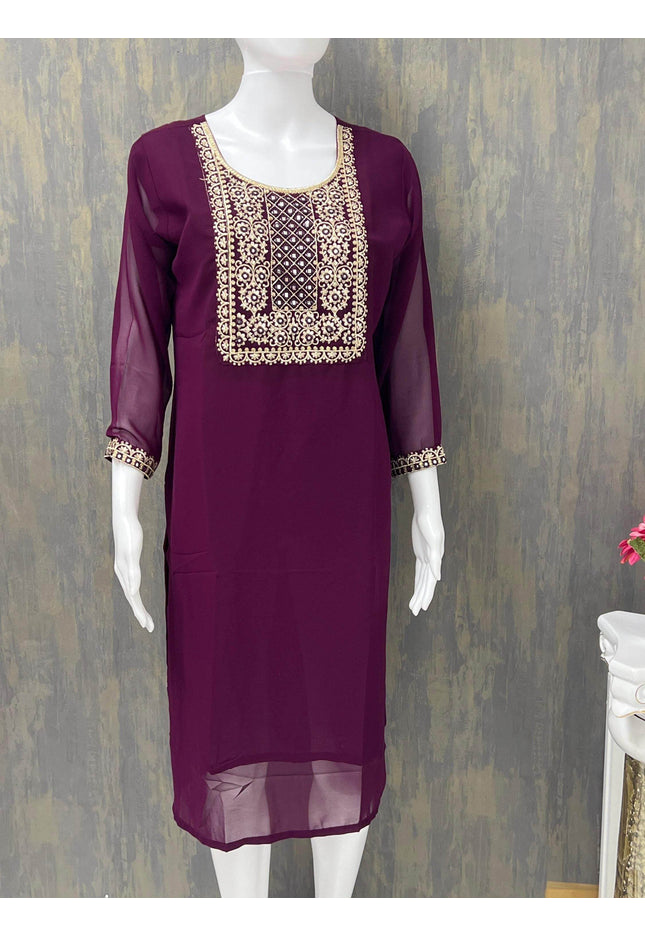 Georgette kurti | tunic - Kurti Connection USA