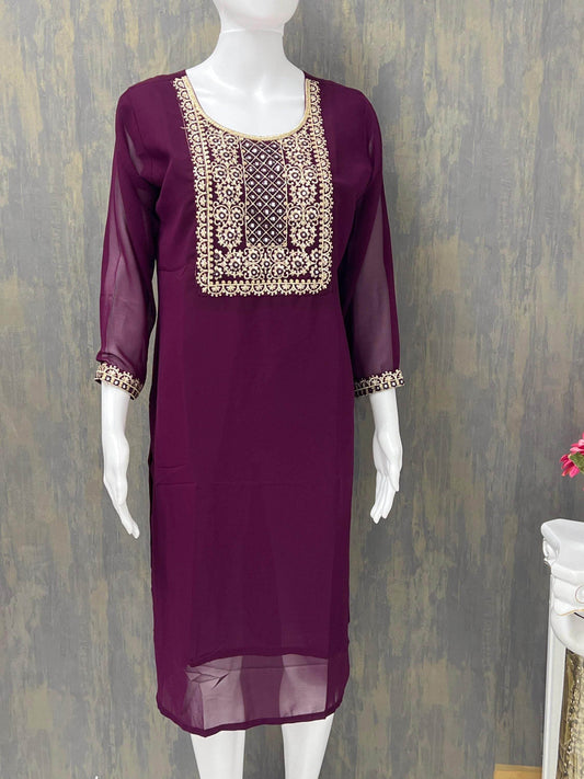 Georgette kurti | tunic - Kurti Connection USA