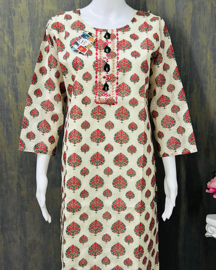 Cotton chikankari kurti - Kurti Connection USA