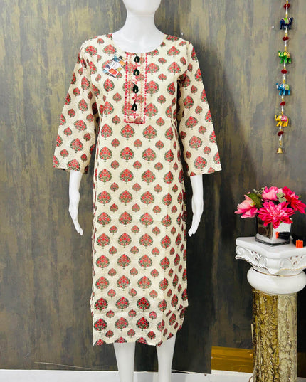 Cotton chikankari kurti - Kurti Connection USA