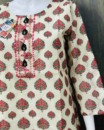 Cotton chikankari kurti - Kurti Connection USA
