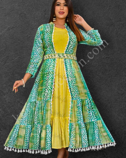 Rayon Kurti with jacket - Kurti Connection USA