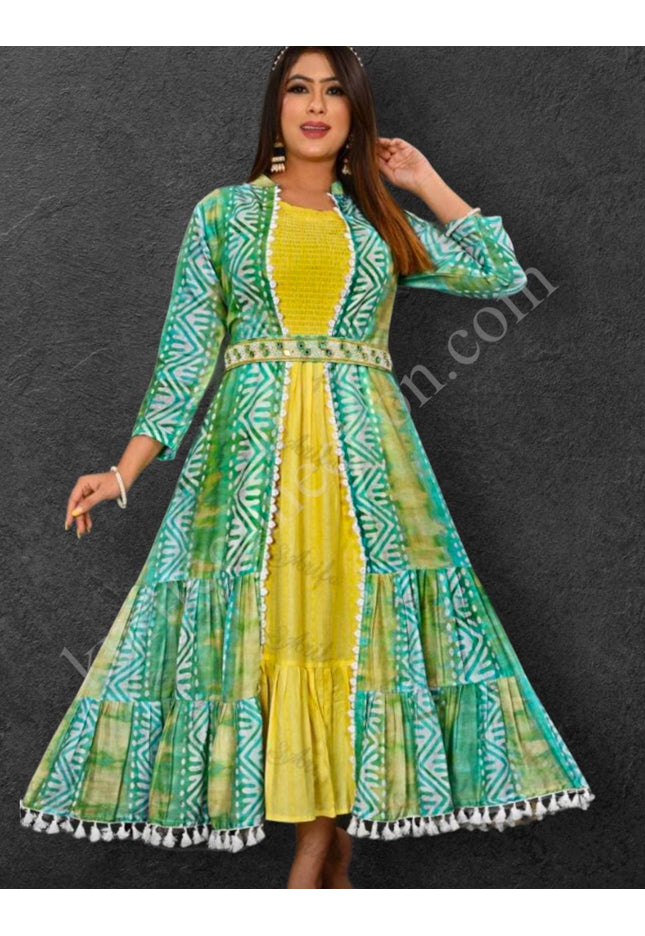Rayon Kurti with jacket - Kurti Connection USA
