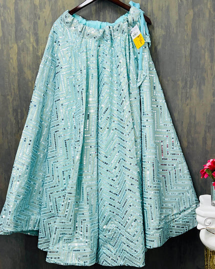 Sequin Lehenga | light blue - Kurti Connection USA