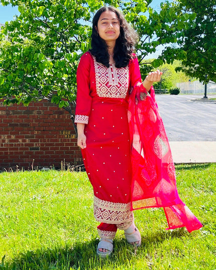 Soft silk salwar kameez set - Kurti Connection USA