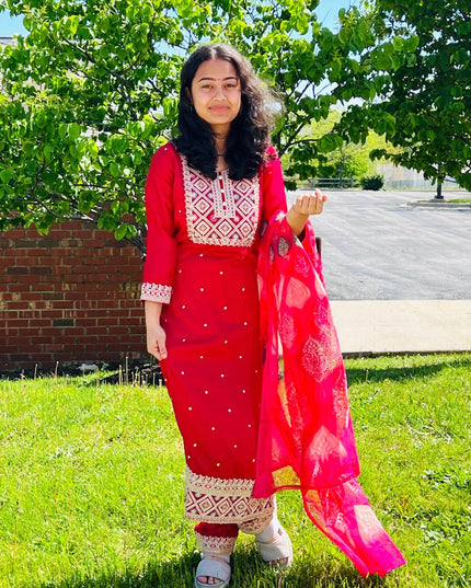 Soft silk salwar kameez set - Kurti Connection USA