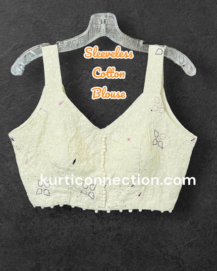 Cotton chikankari blouse - Kurti Connection USA