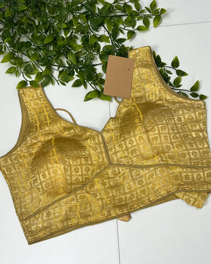 Golden blouse | Size 36 : sale - Kurti Connection USA