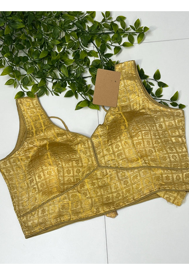 Golden blouse | Size 36 : sale - Kurti Connection USA