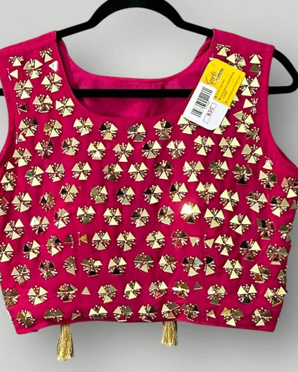 Mirror work Blouse with side zipper - Kurti Connection USA