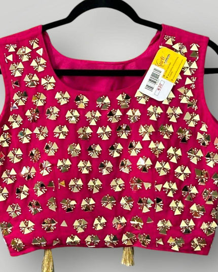 Mirror work Blouse with side zipper - Kurti Connection USA