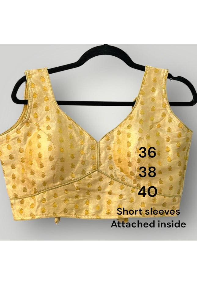 Sleeveless gold blouse - Kurti Connection USA