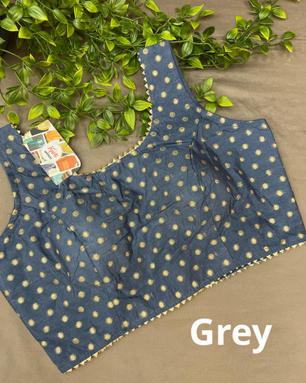 Silk cotton blouse with gold butti | Sleeves available - Kurti Connection USA
