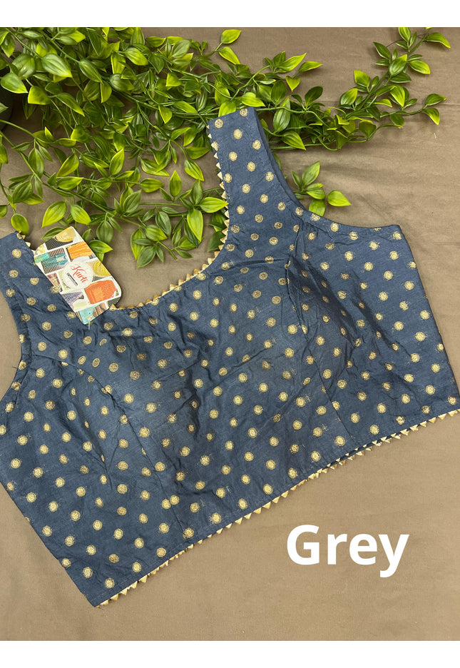 Silk cotton blouse with gold butti | Sleeves available - Kurti Connection USA